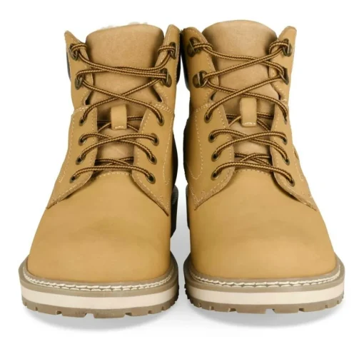 Bottines Fourré MARRON Homme CUIR Motif Uni Lacets