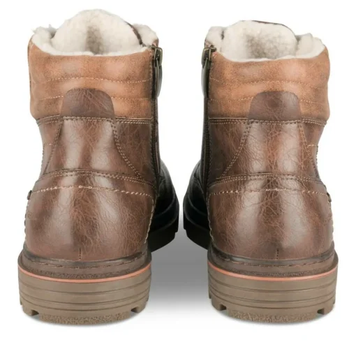 Bottines Fourré MARRON Homme Motif Uni Lacets