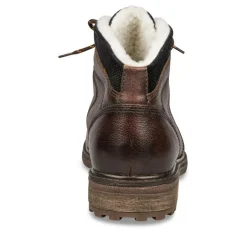 Bottines Fourré MARRON Homme CUIR Motif Uni Lacets