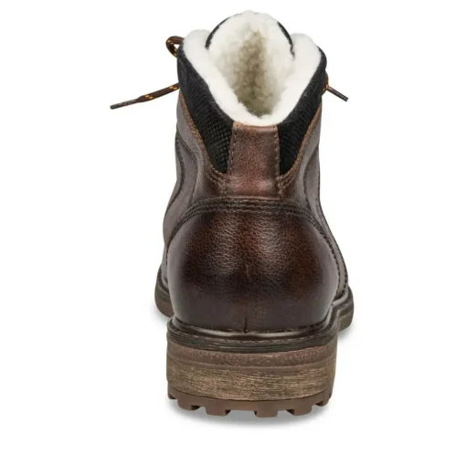 Bottines Fourré MARRON Homme CUIR Motif Uni Lacets
