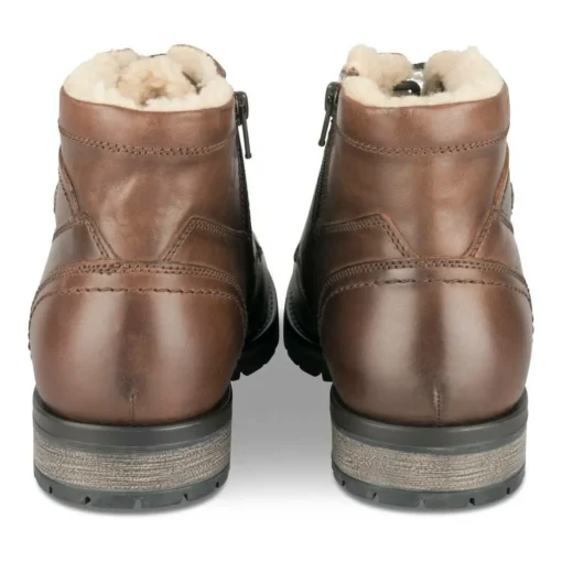 Bottines Fourré MARRON Homme CUIR Motif Uni Lacets