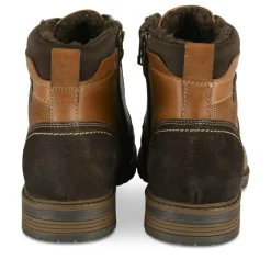 Bottines Fourré MARRON Homme CUIR Motif Uni Lacets