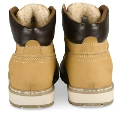 Bottines Fourré MARRON Homme CUIR Motif Uni Lacets