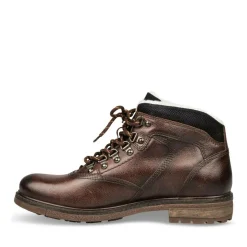 Bottines Fourré MARRON Homme CUIR Motif Uni Lacets