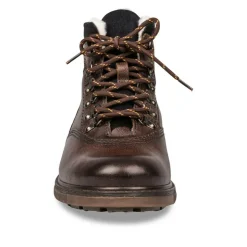 Bottines Fourré MARRON Homme CUIR Motif Uni Lacets
