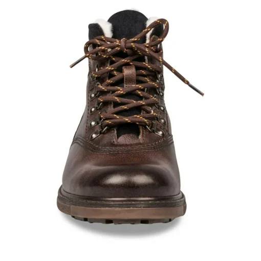 Bottines Fourré MARRON Homme CUIR Motif Uni Lacets