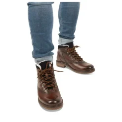 Bottines Fourré MARRON Homme CUIR Motif Uni Lacets