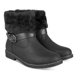 Bottines Fourré NOIR Femme Motif Uni Fermeture éclair