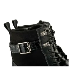 Bottines Fourré NOIR Femme Motif Uni Fermeture éclair