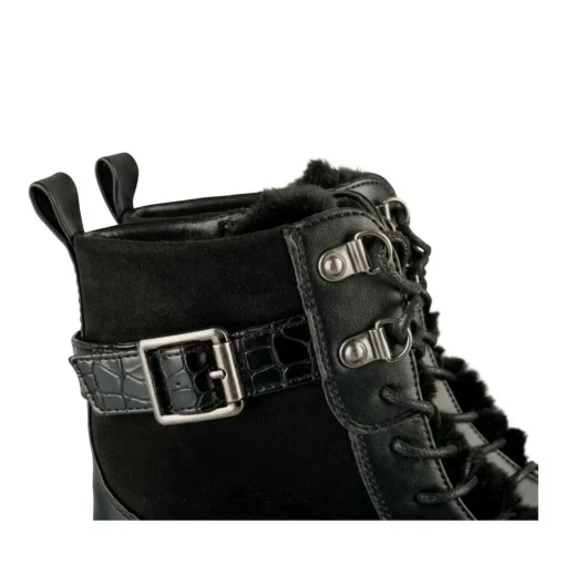 Bottines Fourré NOIR Femme Motif Uni Fermeture éclair