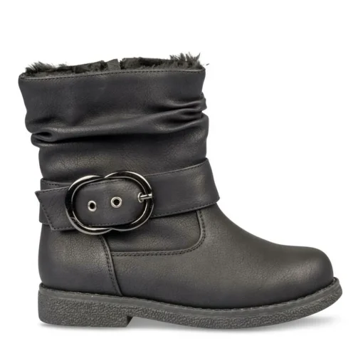 Bottines Fourré NOIR Fille Motif Uni Fermeture éclair