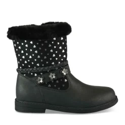 Bottines Fourré NOIR Fille Motif Coeurs Fermeture éclair