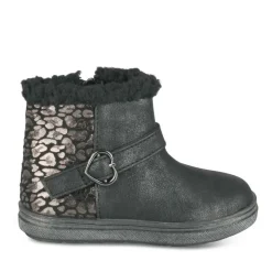 Bottines Fourré NOIR Fille Motif Coeurs Fermeture éclair