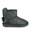 Bottines Fourré NOIR Fille Motif Paillettes A Enfiler