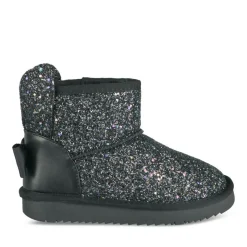 Bottines Fourré NOIR Fille Motif Paillettes A Enfiler