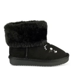 Bottines Fourré NOIR Fille Motif Animal A Enfiler