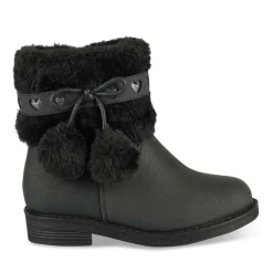 Bottines Fourré NOIR Fille Motif Coeurs Fermeture éclair