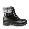 Bottines Fourré NOIR Fille Motif Uni Lacets