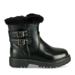 Bottines Fourré NOIR Fille Motif Vernis Fermeture éclair