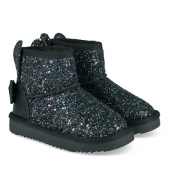 Bottines Fourré NOIR Fille Motif Paillettes A Enfiler