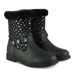 Bottines Fourré NOIR Fille Motif Coeurs Fermeture éclair