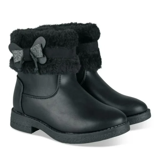 Bottines Fourré NOIR Fille Motif Paillettes Fermeture éclair