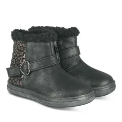 Bottines Fourré NOIR Fille Motif Coeurs Fermeture éclair