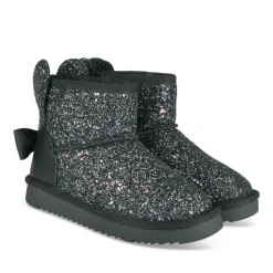 Bottines Fourré NOIR Fille Motif Paillettes A Enfiler