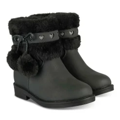 Bottines Fourré NOIR Fille Motif Coeurs Fermeture éclair