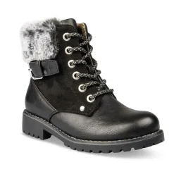 Bottines Fourré NOIR Fille Motif Uni Lacets