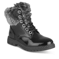 Bottines Fourré NOIR Fille Motif Uni Lacets