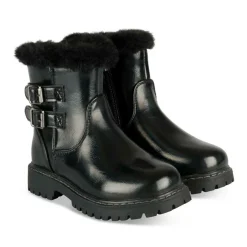 Bottines Fourré NOIR Fille Motif Vernis Fermeture éclair
