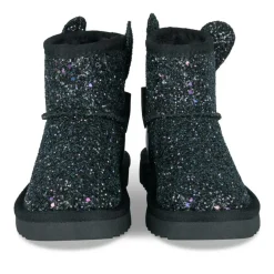 Bottines Fourré NOIR Fille Motif Paillettes A Enfiler