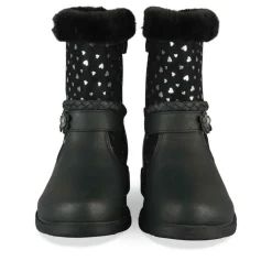 Bottines Fourré NOIR Fille Motif Coeurs Fermeture éclair