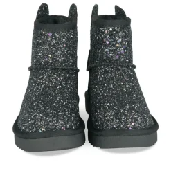 Bottines Fourré NOIR Fille Motif Paillettes A Enfiler