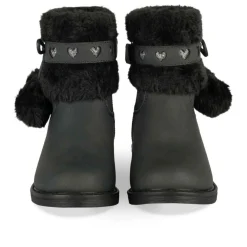 Bottines Fourré NOIR Fille Motif Coeurs Fermeture éclair
