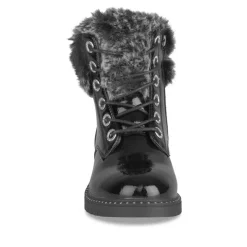 Bottines Fourré NOIR Fille Motif Uni Lacets