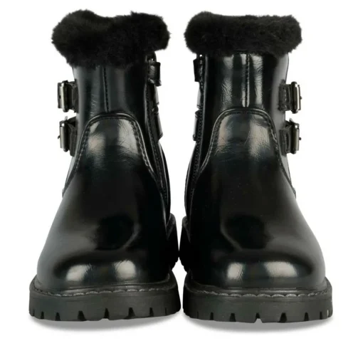 Bottines Fourré NOIR Fille Motif Vernis Fermeture éclair