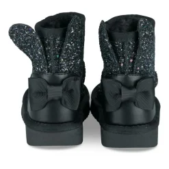 Bottines Fourré NOIR Fille Motif Paillettes A Enfiler