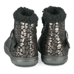 Bottines Fourré NOIR Fille Motif Coeurs Fermeture éclair