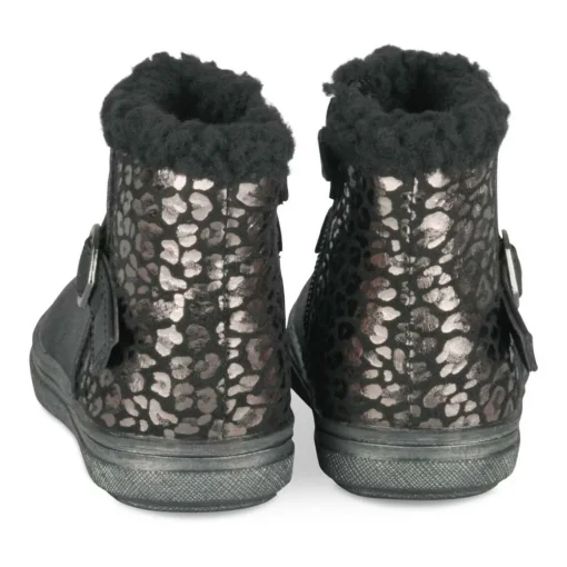Bottines Fourré NOIR Fille Motif Coeurs Fermeture éclair