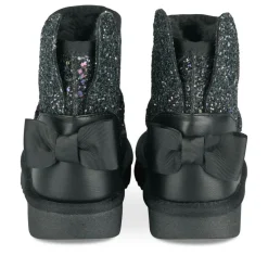 Bottines Fourré NOIR Fille Motif Paillettes A Enfiler