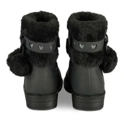 Bottines Fourré NOIR Fille Motif Coeurs Fermeture éclair