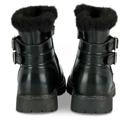 Bottines Fourré NOIR Fille Motif Vernis Fermeture éclair