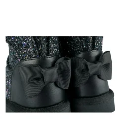 Bottines Fourré NOIR Fille Motif Paillettes A Enfiler