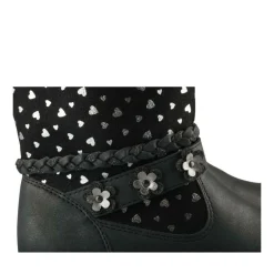 Bottines Fourré NOIR Fille Motif Coeurs Fermeture éclair