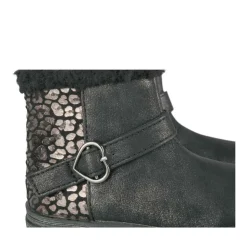 Bottines Fourré NOIR Fille Motif Coeurs Fermeture éclair