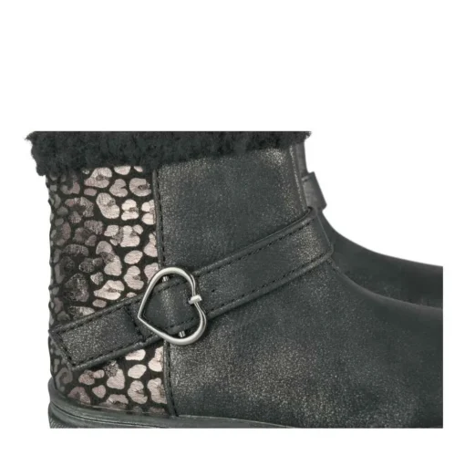 Bottines Fourré NOIR Fille Motif Coeurs Fermeture éclair