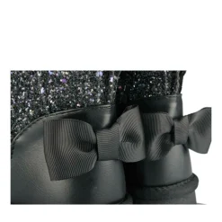 Bottines Fourré NOIR Fille Motif Paillettes A Enfiler