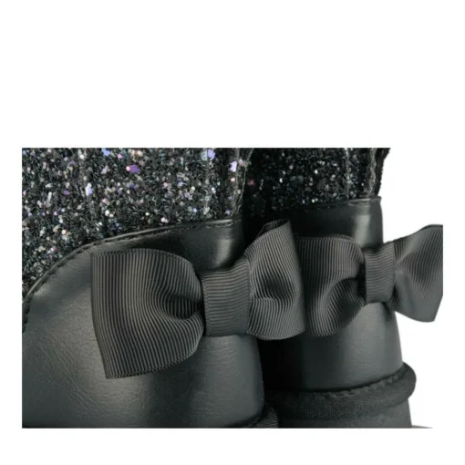 Bottines Fourré NOIR Fille Motif Paillettes A Enfiler
